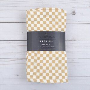 Homewear Fabric Dinner Napkins Set of 4 MckennaTan Check 18x18